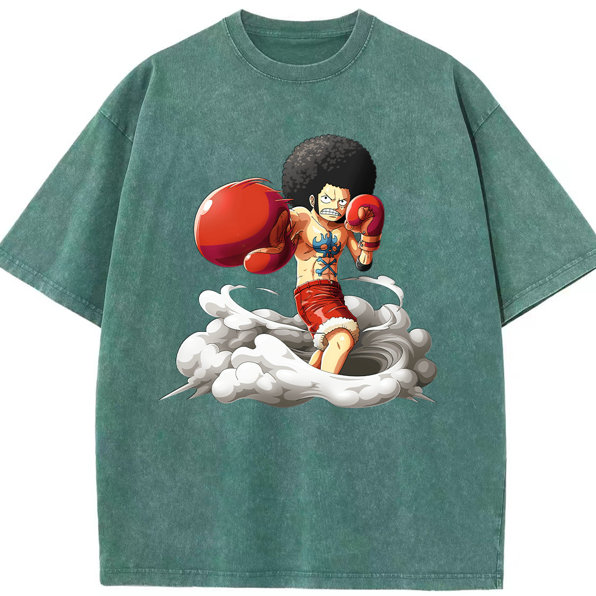 ワンピース モンキー・D・ルフィ ONE PIECE Monkey D. Luffy 綿100% ヴィンテージ風 半袖Tシャツ（フロントプリント）
